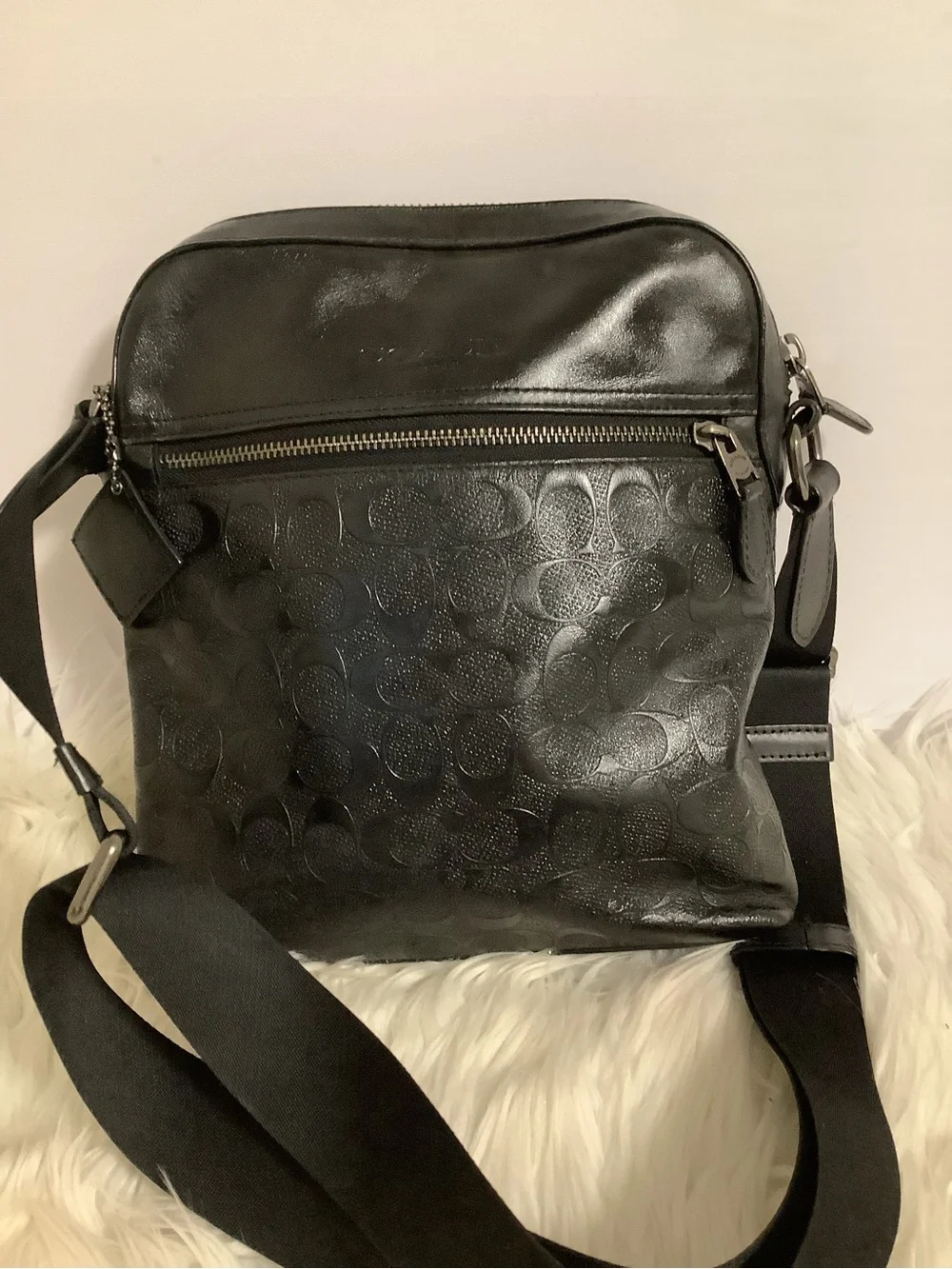 COACH Houston  Bag In Signature Leather Crossbody Black